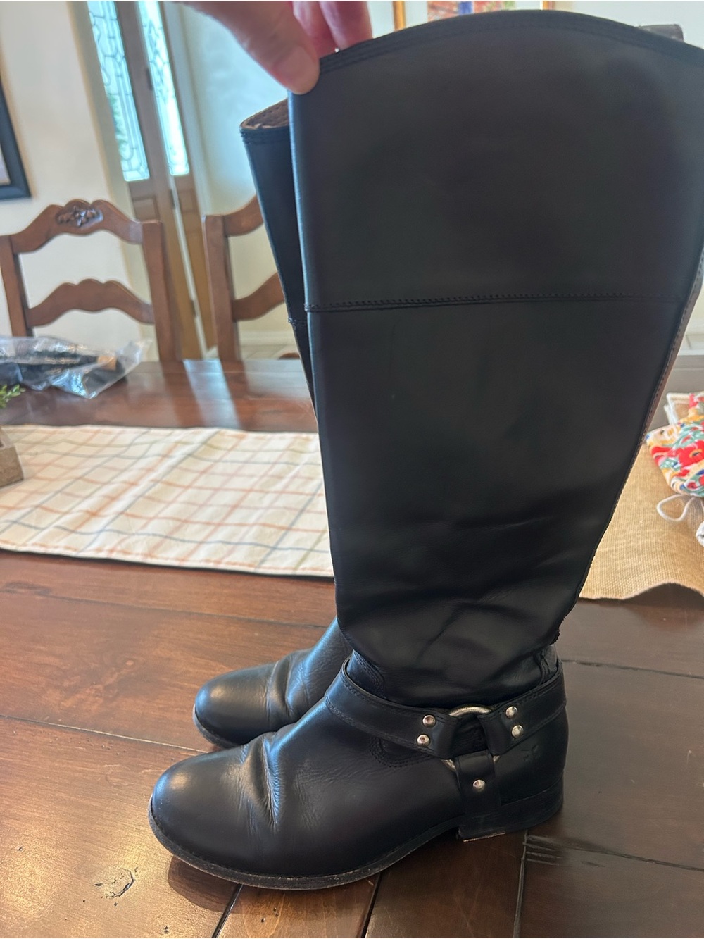 Frye Black Leather Boot with Side Zip